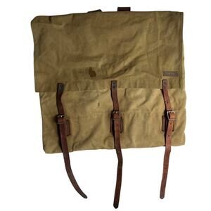Vintage Portage Pack Co. XL Canvas Backpack Pack Bag w/ Leather Straps